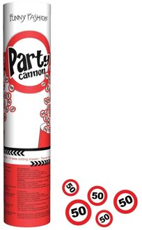 Confetti shooter/popper 50 jaar feestartikelen - 2x stuks - 20 cm - 50e verjaardag funartikelen