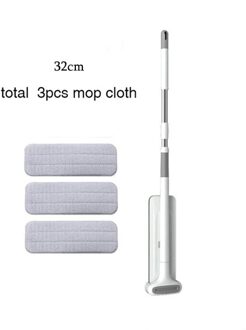 Congis Hands Free Squeeze Mops Met 3Pcs Microfiber Doek 360 Roterende Vlakke Vloer Mop Voor Wassen Vloer Huis Schoonmaken gereedschap 32 cm 3cloth mops