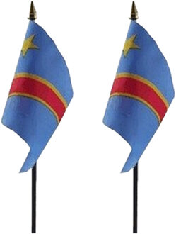 Congo - 2x - mini vlaggetje van 10 x 15 cm op stokje - Landen vlag - H27 cm