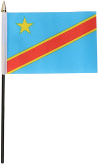 Congo - mini vlaggetje van 10 x 15 cm op stokje - Landen vlag - H27 cm Multi