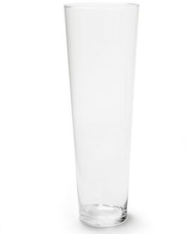 Conische bloemenvaas/bloemenvazen 17 x 50 cm transparant glas - Vazen