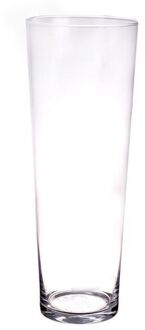 Conische glazen vaas/vazen rond helder glas 40 cm - Vazen Transparant