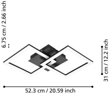 connect.z Paranday-Z Smart Plafondlamp - 52,5 cm - Zwart/Wit