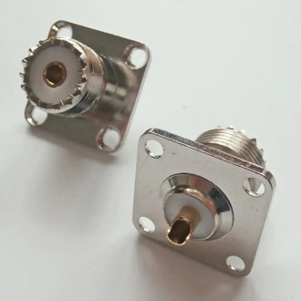 Connector Socket PL259 SO239 UHF Female With 4 Hole Flange Panel Mount 25 * 25 mm Solder Cup Cable Brass RF Coaxial Adapter