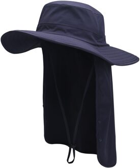 Connectyle Mens Vrouwen Upf 50 + Zon Bescherming Safari Hoed Lichtgewicht Quick Dry Verstelbare Opvouwbare Met Nek Flap Vissen Zon hoed marine blauw
