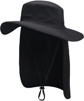 Connectyle Mens Vrouwen Upf 50 + Zon Bescherming Safari Hoed Lichtgewicht Quick Dry Verstelbare Opvouwbare Met Nek Flap Vissen Zon hoed zwart