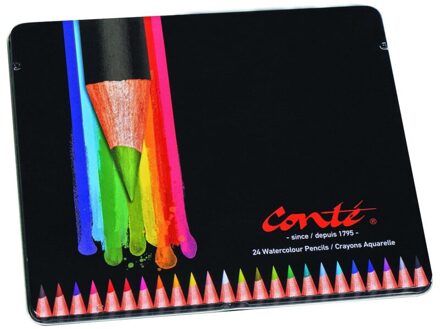 ContǸ waterverfkleurpotlood metalen box met 24 stuks