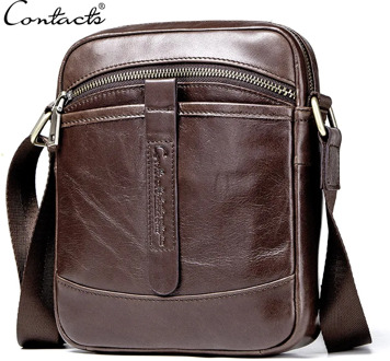 CONTACT'S 2020 casual men's messenger bag genuine leather small shoulder bags for man luxury brand male crossbody bag fashion