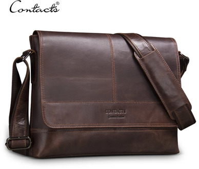 CONTACT'S genuine leather men shoulder bag for laptop men's briefcase crossbody bag bolsos man messenger bags male bolso hombre