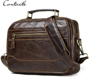 CONTACT'S new oil cow leather men's messenger bag male satchel bag men crossbody bags masculina bolso big casual shoulder bags