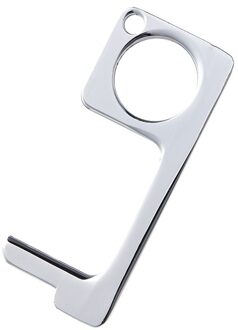 Contactloze Deur Opener Hygiënische Haak Open Deuren Zonder Aanraken Shoppingcart Knoppen Multifunctionele Druk Lift Tool Veiligheid zilver