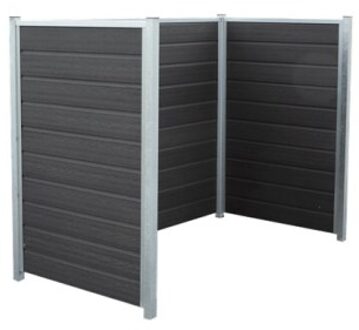 Containerscherm composiet - Artura antraciet met stalen palen - 99 x 179 x 142 cm
