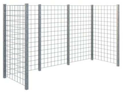 Containerscherm stalen traliewerk - gegalvaniseerd - 89 x 258 x 147 cm Grijs