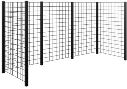 Containerscherm stalen traliewerk - zwart - 89 x 258 x 147 cm