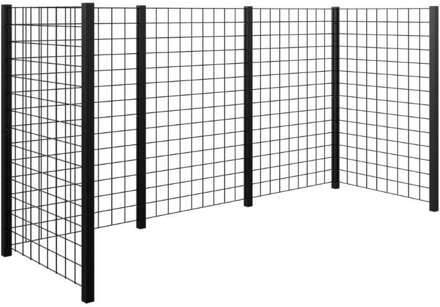 Containerscherm stalen traliewerk - zwart - 89 x 258 x 147 cm