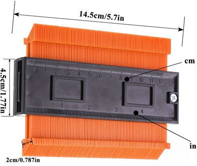 Contour Gauge Plastic Profiel Kopie Contour Meters Standaard Hout Markering Tool Betegelen Laminaat Tegels Gereedschap Profiel Meetinstrumenten 12cm oranje