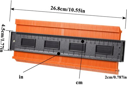 Contour Gauge Plastic Profiel Kopie Contour Meters Standaard Hout Markering Tool Betegelen Laminaat Tegels Gereedschap Profiel Meetinstrumenten 25cm oranje
