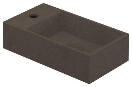 Contra fontein vierkant met kraangat en aflegplateau links 40 x 22 x 10 cm, quartz beton