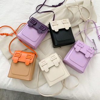 Contrast color Leather Crossbody Bags For Women 2020 Travel Handbag Fashion Simple Shoulder Messenger Bag Ladies Cross Body Bag