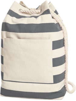 Contrast gestreepte strandtas met koord Grijs - One size