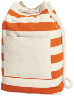Contrast gestreepte strandtas met koord - maat One size Oranje