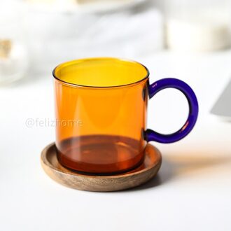 Contrast Kleur Hittebestendig Glas Mok Opknoping Oor Koffie Cup Kantoor Huishoudelijke Water Cup Hoge Temperatuur Weerstand amber cup Coaster