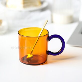 Contrast Kleur Hittebestendig Glas Mok Opknoping Oor Koffie Cup Kantoor Huishoudelijke Water Cup Hoge Temperatuur Weerstand amber cup met lepel