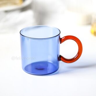 Contrast Kleur Hittebestendig Glas Mok Opknoping Oor Koffie Cup Kantoor Huishoudelijke Water Cup Hoge Temperatuur Weerstand blauw cup