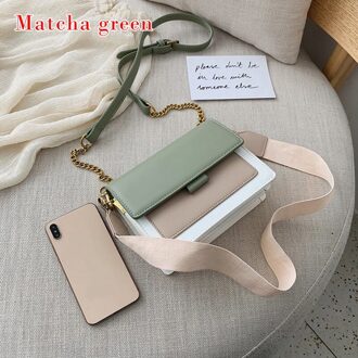Contrast Kleur Lederen Crossbody Tassen Voor Vrouwen Reizen Handtas Eenvoudige Schoudertas Messenger Bag Dames Cross Body Bag groen
