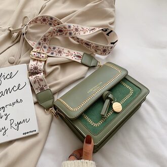 Contrast Kleur Lederen Crossbody Tassen Vrouwen Reizen Handtas Mode Eenvoudige Schouder Messenger Dames Cross Body Bag groen