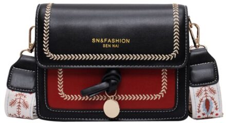 Contrast Kleur Lederen Crossbody Tassen Vrouwen Reizen Handtas Mode Eenvoudige Schouder Messenger Dames Cross Body Bag zwart met wit