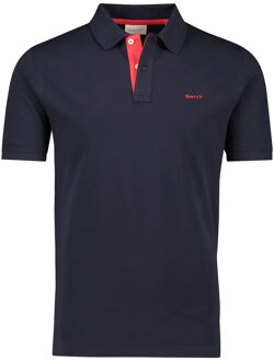 Contrast Piqué Poloshirt Navy Donkerblauw - L,XL