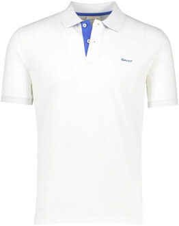 Contrast Piqué Poloshirt Wit - 3XL,L,XL,XXL