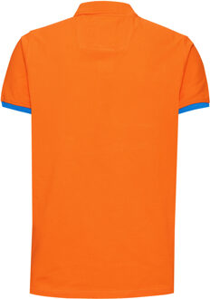 Contrast Polo Piqué Shirt Normale Pasvorm - maat 2XL Oranje
