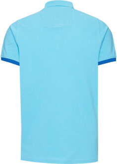 Contrast Polo Piqué Shirt Normale Pasvorm - maat XL Blauw
