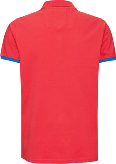 Contrast Polo Piqué Shirt Normale Pasvorm Rood - L