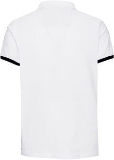 Contrast Polo Piqué Shirt Normale Pasvorm Wit - 3XL