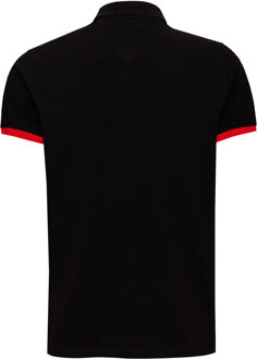 Contrast Polo Piqué Shirt Normale Pasvorm Zwart/rood - M