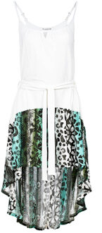 Contrast print hoog laag jurk Wit - M
