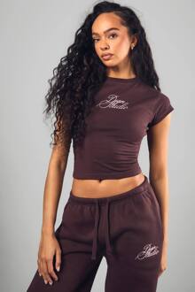 Contrast Script Short Sleeve Tee, Chocolate