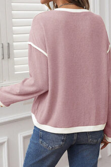 Contrast Trim Relaxed Sweater Roségoud