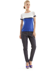 Contrasterend gekleurd T-shirt met korte mouwen Blauw - EU 36 / UK 8