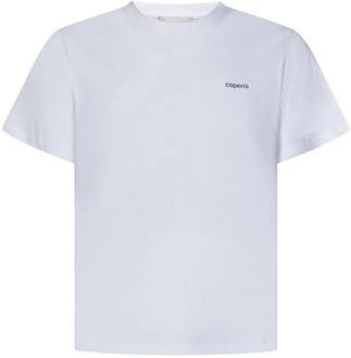 Contrasterend Logo Print T-Shirt Coperni , White , Heren - Xl,L,M,S