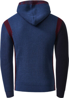 Contrasterende dikke hoodie Blauw - 2XL