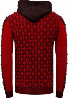 Contrasterende grof gebreide hoodie met 1/2 rits Donkergrijs - L