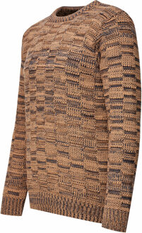 Contrasterende grove trui met ronde hals Camel - 2XL