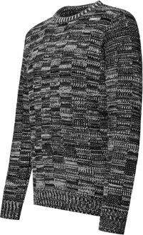 Contrasterende grove trui met ronde hals Zwart - 2XL