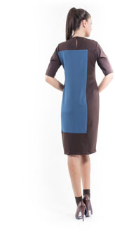 Contrasterende stof Shift jurk benzine Turquoise - EU 36 / UK 8