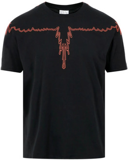 Contrasterende Vleugels Katoenen T-shirts en Polos Marcelo Burlon , Black , Heren - Xl,L,M