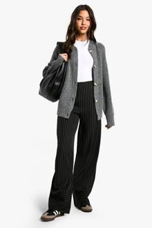 Contrastzoom Pinstripe Rechte Pijp Broek, Black - 38